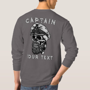 T-shirt Tête de mort de capitaine de mer barbu personnalis