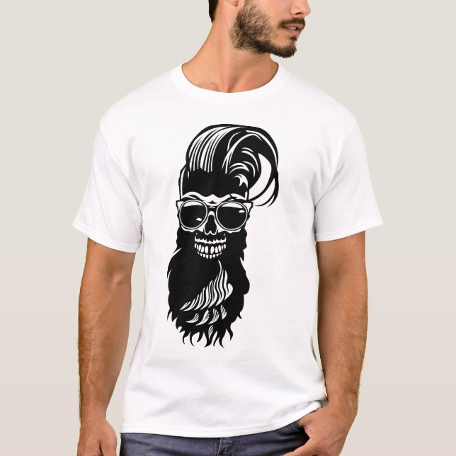 T-shirt tete de mort hipster babre lunette coiffure punk 2 (Devant)