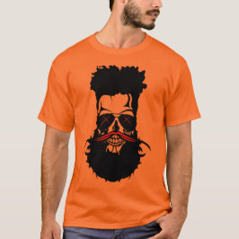 T-shirt tete de mort hipster barbe barbu moustache coiffur