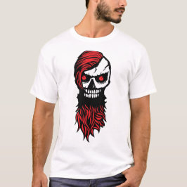 T-shirt tete de mort hipster barbe barbu moustache coiffur