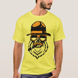 T-shirt tete de mort hipster barbe chapeau policier americ
