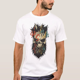 T-shirt tete de mort hipster barbu crane skull barbe logo