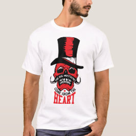 T-shirt tete de mort hipster citation mustache heart moust