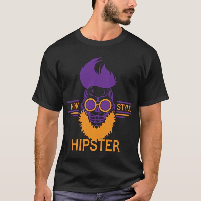 T-shirt tete de mort hipster citation new style barbe desi (Devant)