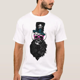 T-shirt tete de mort hipster crane barbu barbe moustache m