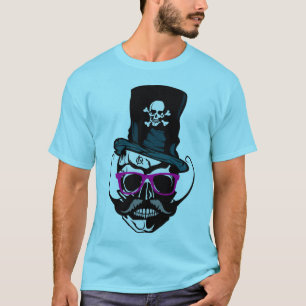 T-shirt tete de mort hipster crane moustache moustachu ana