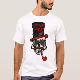 T-shirt tete de mort hipster crane skull barbu barbe moust