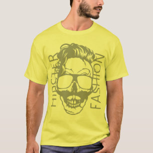 T-shirt tete de mort hipster fashion citation moustache lu