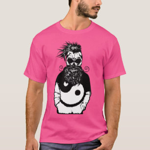 T-shirt tete de mort hipster yin yang skull moustache vest