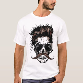 T-shirt tete de mort moustache hipster crane skull moustac