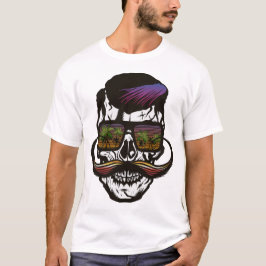 T-shirt tete de mort palmier lunette de soleil crane moust