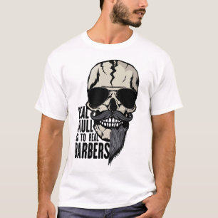T-shirt tete de mort real skull barbers hipster barbu mous