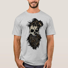 T-shirt tete de mort skull hipster barbu barbe anneau nez