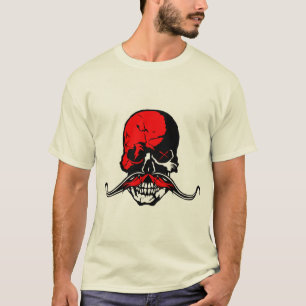 T-shirt tete de mort skull moustache hipster crane moustac