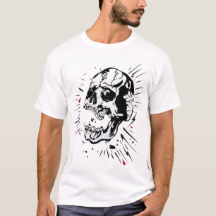 T-shirt tete de mort trait tattoo old school crane hallowe