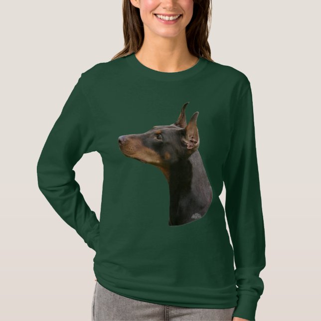 T-shirt Tête de Pinscher de dobermann rouge/brun (Devant)