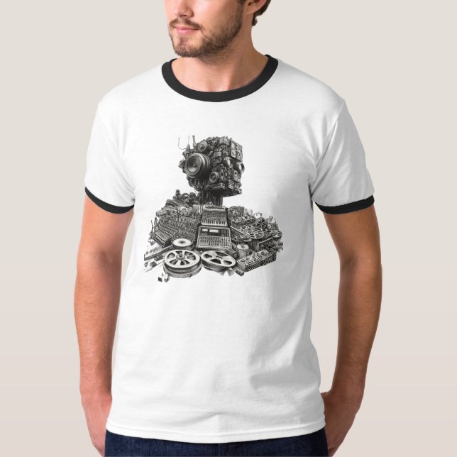 T-shirt Tête de robot analogique : Conception de synthés m (Devant)