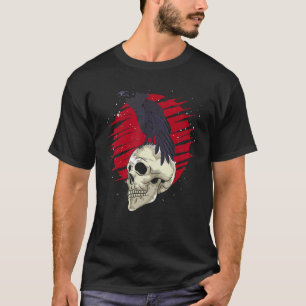 T-shirt Tête de squelette déplaisant Corbeau Éffrayant Crâ