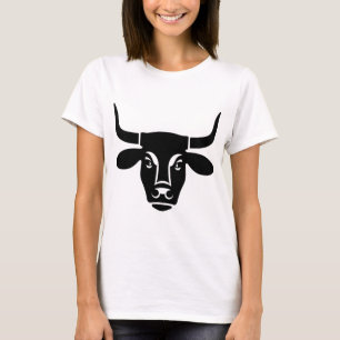 T-shirt Tête de taureau noir minimaliste silhouette de boe