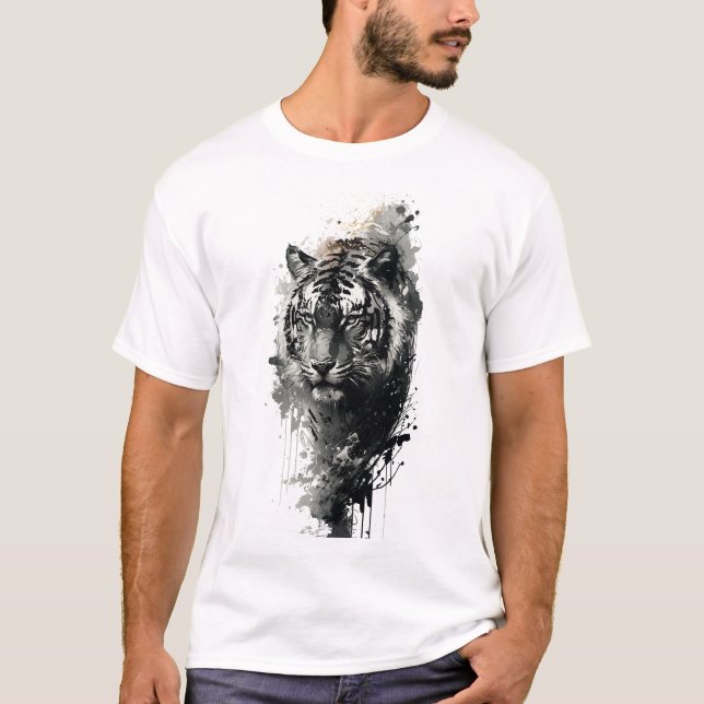 T-shirt Tête de tigre d'aquarelle design (Devant)
