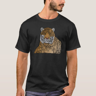 T-shirt Tête de tigre face gros chats prédateur empreinte