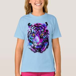 T-shirt Tête de tigre pourpre - Tiger Portrait Artwork