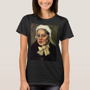 T-shirt Tête de vieille femme à bonnet blanc par Vincent v