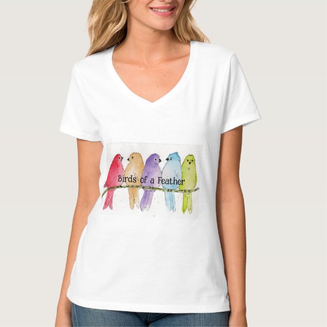 T-shirt Tête des femmes aux oiseaux de plumes (Devant)