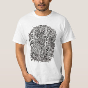 T-shirt Tête, dessin à encre