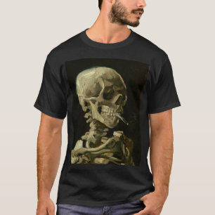 T-shirt Tête d'un squelette avec une cigarette en feu
