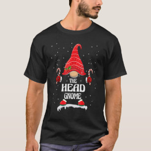 T-shirt Tête Gnome Buffalo Plaid Correspondant Famille Noë