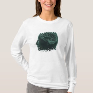 T-shirt Tête humaine dans le profil montrant le cerveau