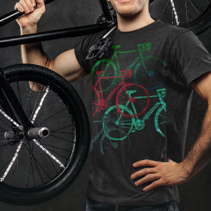 T-shirt tete noire graphique des bicyclettes couleur . vél
