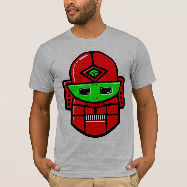 T-shirt Tête robotique rétro - Customisée (Devant)