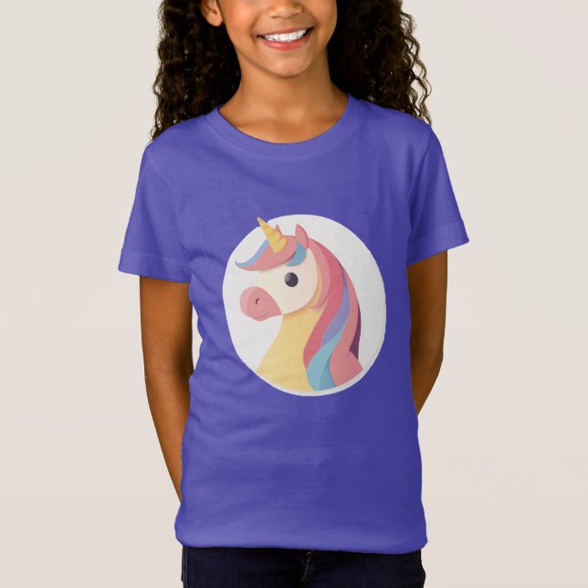 T-Shirt Tête ronde de la licorne (Devant)