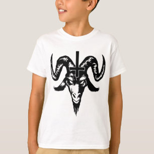 T-shirt Tête satanique de chèvre avec la croix (noir)