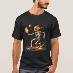 T-shirt Tête Sketon Pickleball Halloween Sports Éffrayants