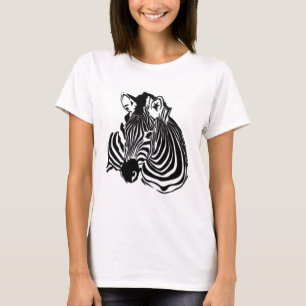 T-shirt Tête Zèbre noir et blanc 3D pour Amoureux des anim