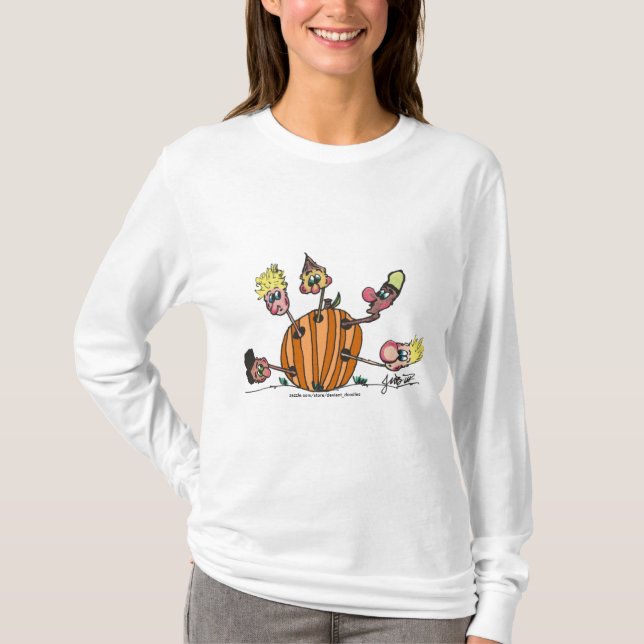 T-shirt Têtes de dessin provenant d'un citrouille (Devant)