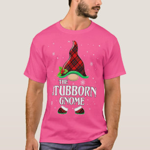 T-shirt Têtu Gnome Rouge Plaid Correspondant Famille Noël