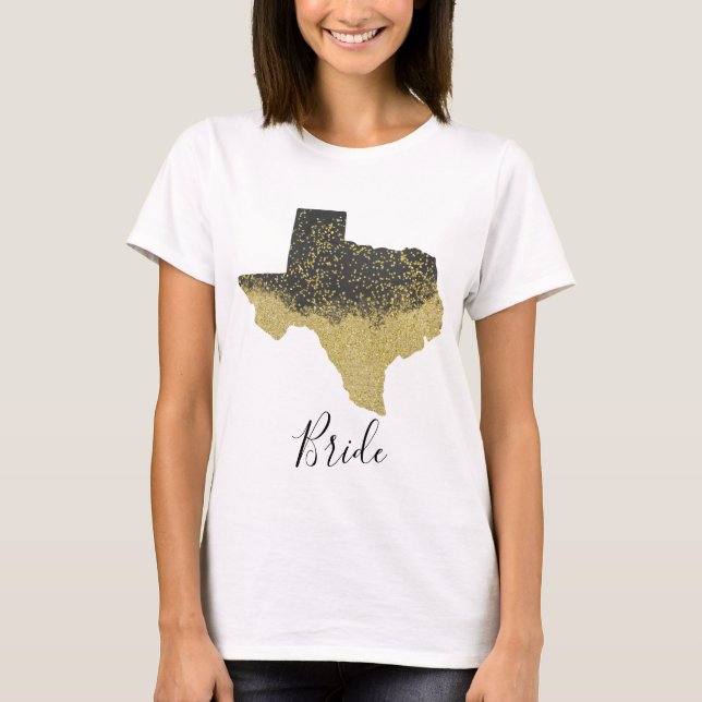 T-shirt Texas Bride Black and Gold Image (Devant)