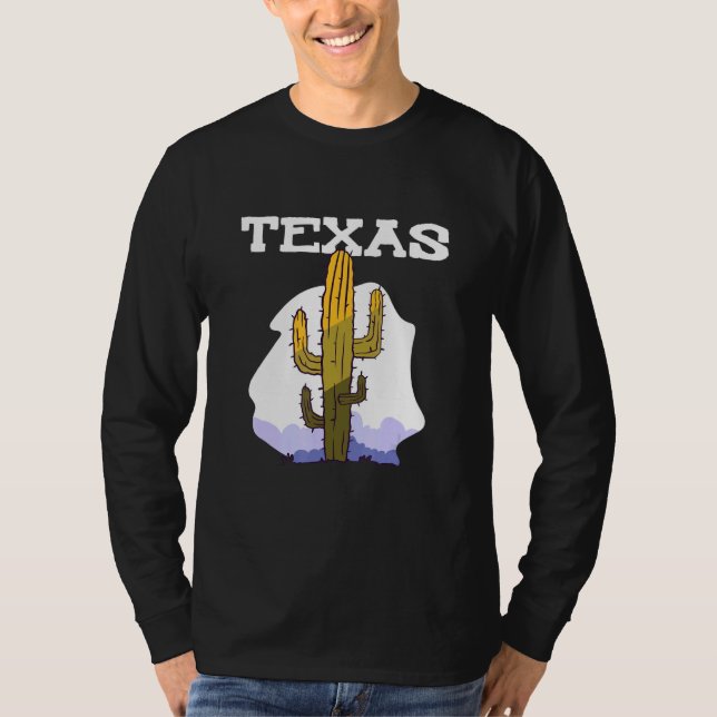 T-shirt Texas Cactus Retro (Devant)