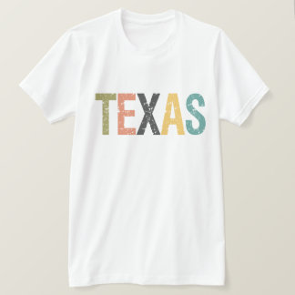 T-shirt Texas en lettres de couleur rétro passé