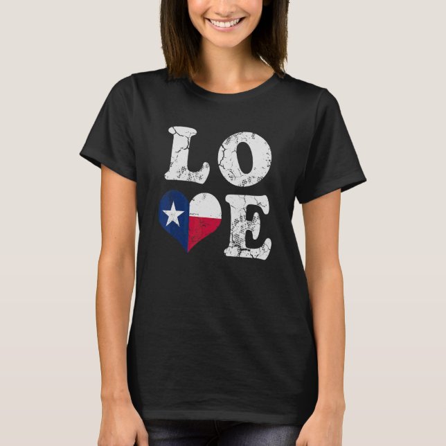 T-shirt Texas Flag Heart Love Home Famille Texan (Devant)