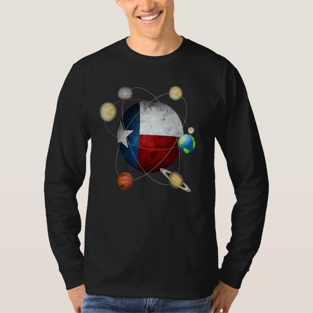T-shirt Texas Flag Texas And The Solar System (Devant)