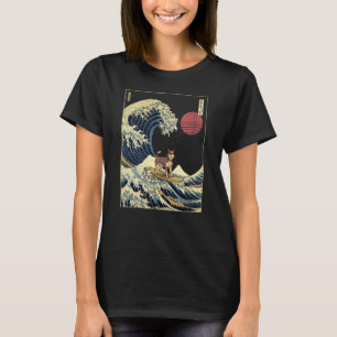 T-shirt Texas Heeler Japonais Kanagawa Vague Surf Chien