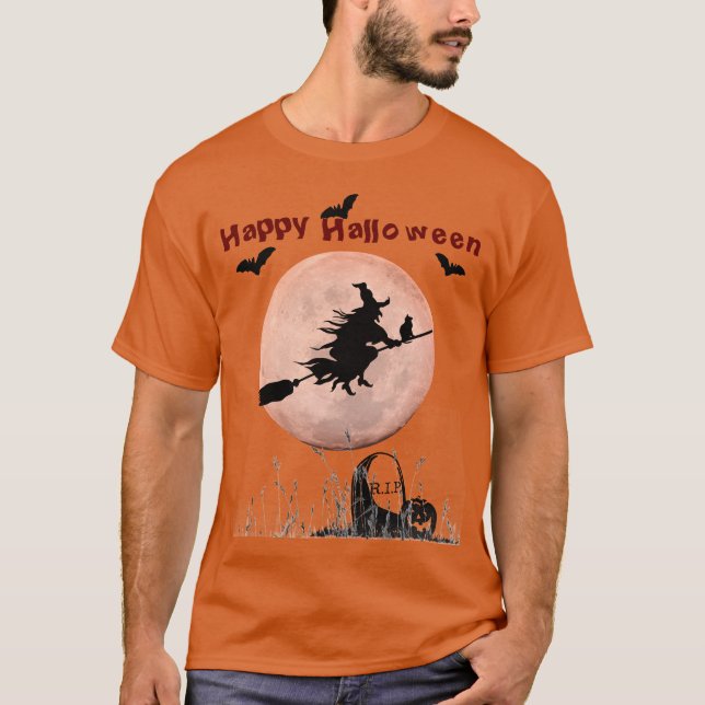 T-shirt Texas Orange Halloween Witch (Devant)