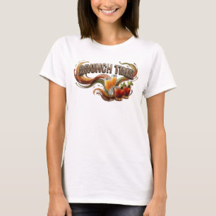 T-shirt Texte 3D en Orange Élégant pour l'HEURE DU BRUNCH