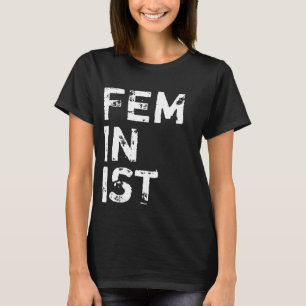 T-shirt Texte blanc affligé "féministe"