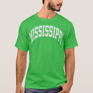 T-shirt Texte blanc du style Varsity du Mississippi